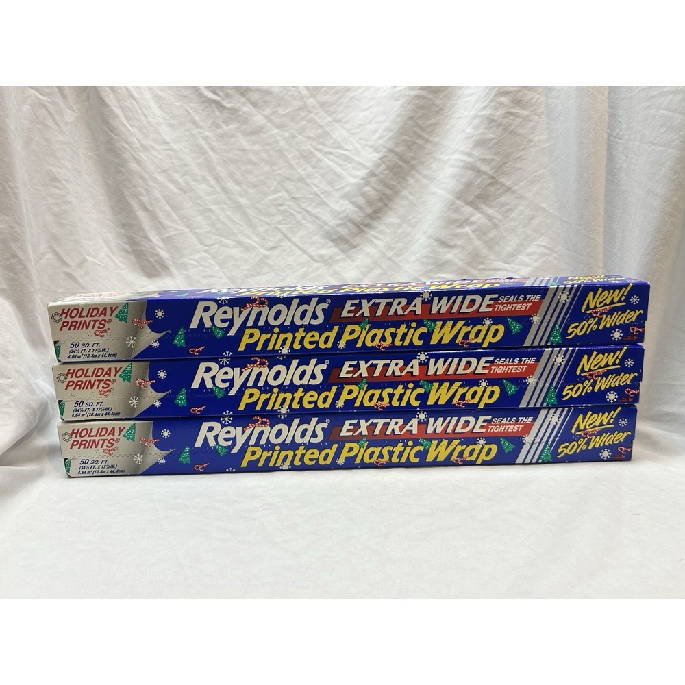 VTG 1998 Reynolds Wrap Extra Wide Plastic Wrap HOLIDAY PRINTS Christmas Tree